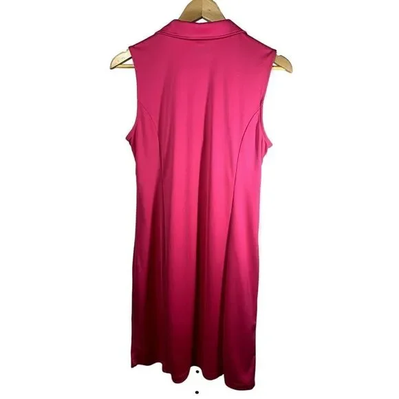 IZOD Women's Sleeveless 1/4 Zipper Polo Mini Golf Dress Pink Size Medium - Picture 6 of 8